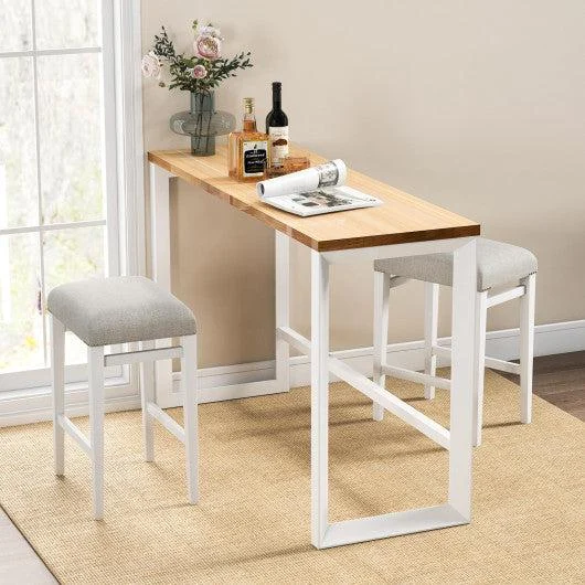 Costway 24.5" 2 Pieces Backless Barstools with Padded Seat Cushions