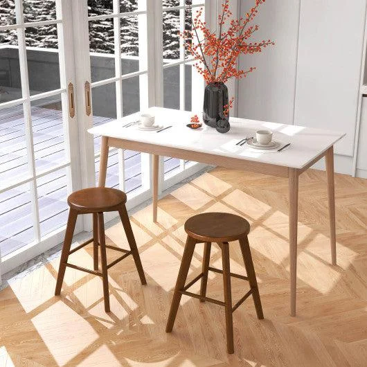 Costway 24.5" Set of 2 Counter Height Bar Stool with Rubber Wood Frame