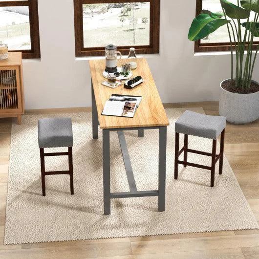 Costway 25" Gray Bar Stool with Curved Seat Cushions
