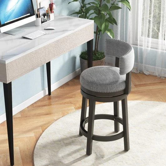 Costway 27" Swivel Bar Stool with Upholstered Back Seat and Footrest
