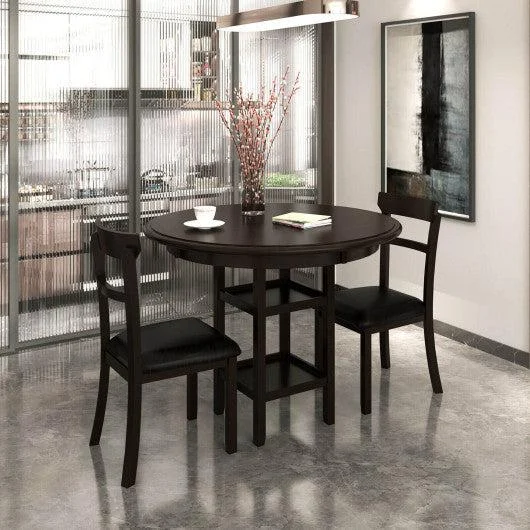 Costway 3 Pieces Dining Set with Counter Height Round Dining Table and 2 Upholstered Chairs