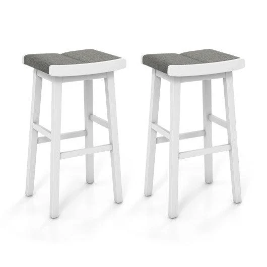 Costway 31.5" 2 Pieces Upholstered Saddle Barstools with Padded Cushions