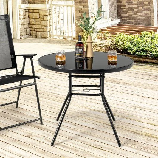 Costway 34" Patio Dining Table with 1.5 inch Umbrella Hole for Garden