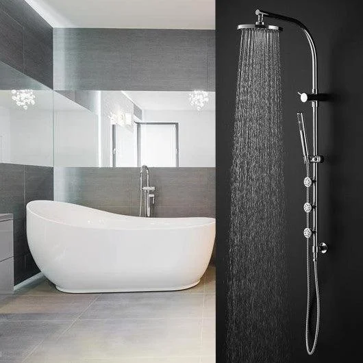 Costway 44" Chrome Brass Rainfall Shower Panel Wall Mount with Hand Show