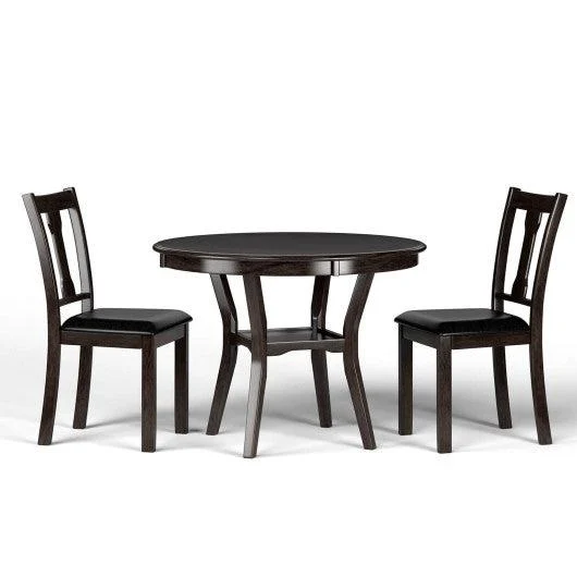 Costway 5-Piece Round Dining Table Set Wooden Kitchen Modern Table and 4 Chairs