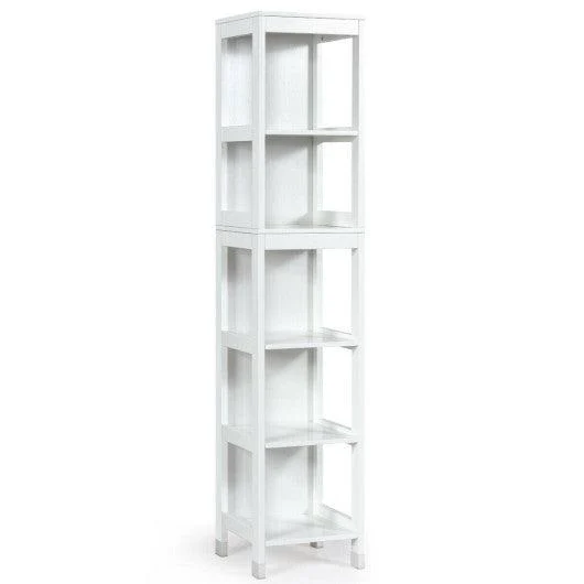 Costway 5-Tier Multifunctional Bathroom Floor Cabinet Storage with 2 Drawers