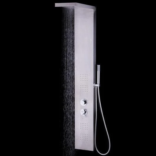 Costway 55" Brushed Stainless Steel Shower Panel Rainfall Waterfall
