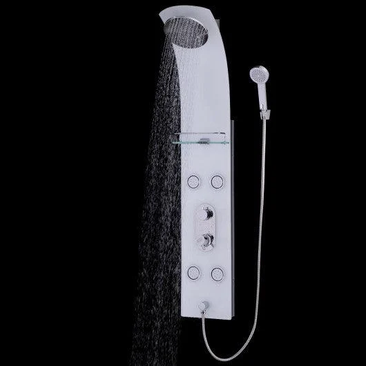 Costway 55" Tempered Glass Shower Panel with Massage Jets Hand Shower