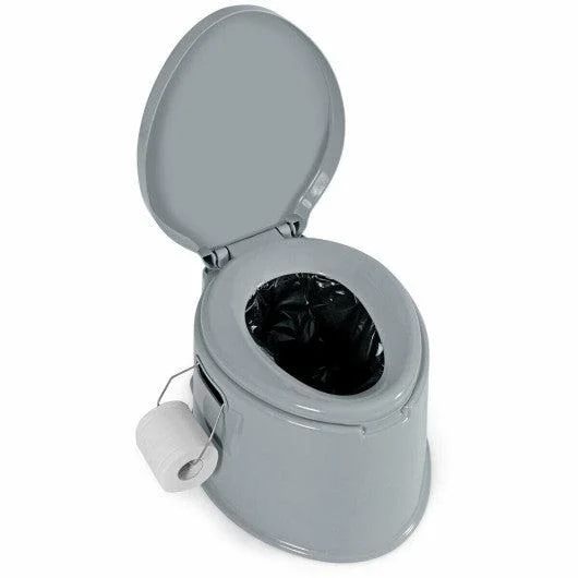 Costway 5L Portable Travel Toilet with Paper Holder for Outdoor