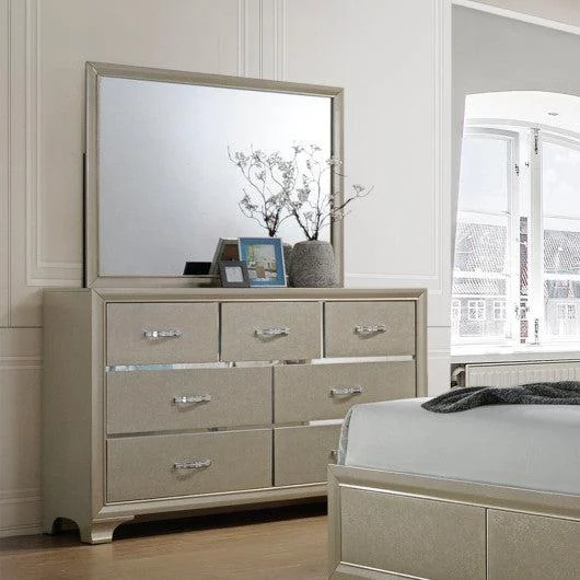 Costway 7 Drawers Dresser Chest & Mirror Set Storage Cabinet