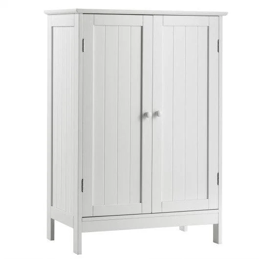 Costway Bathroom Floor Storage Double Door Cupboard Cabinet