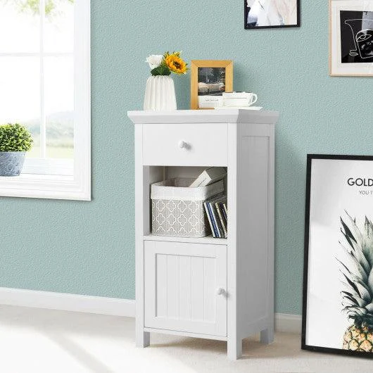 Costway Bathroom Floor Storage Drawer Cabinet Cupboard with Door