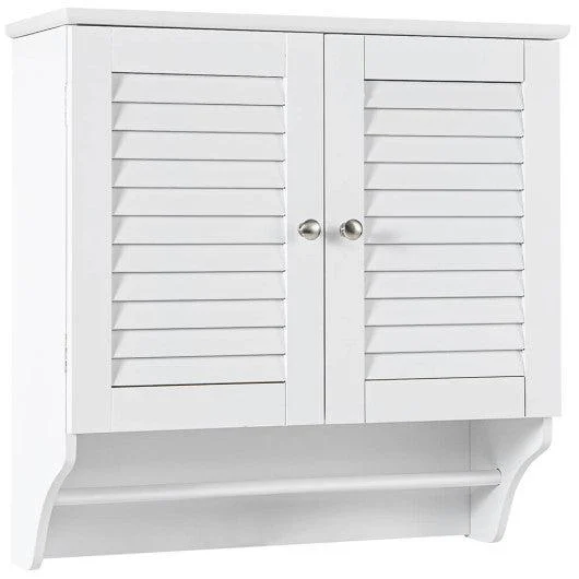 Costway Bathroom Medicine Cabinet with Height Adjustable Shelf and Towels Bar