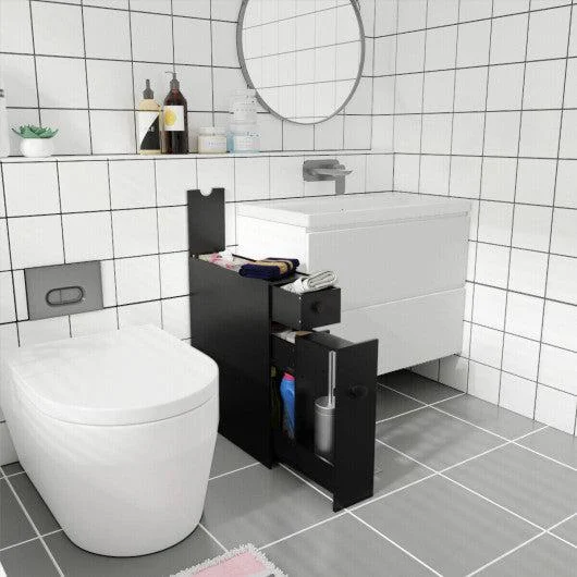 Costway Black Bathroom Cabinet Space Saver Storage Organizer