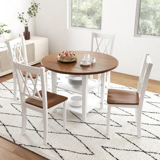 Costway Set of 4 Wooden Farmhouse Kitchen Chairs with Rubber Wood Seat