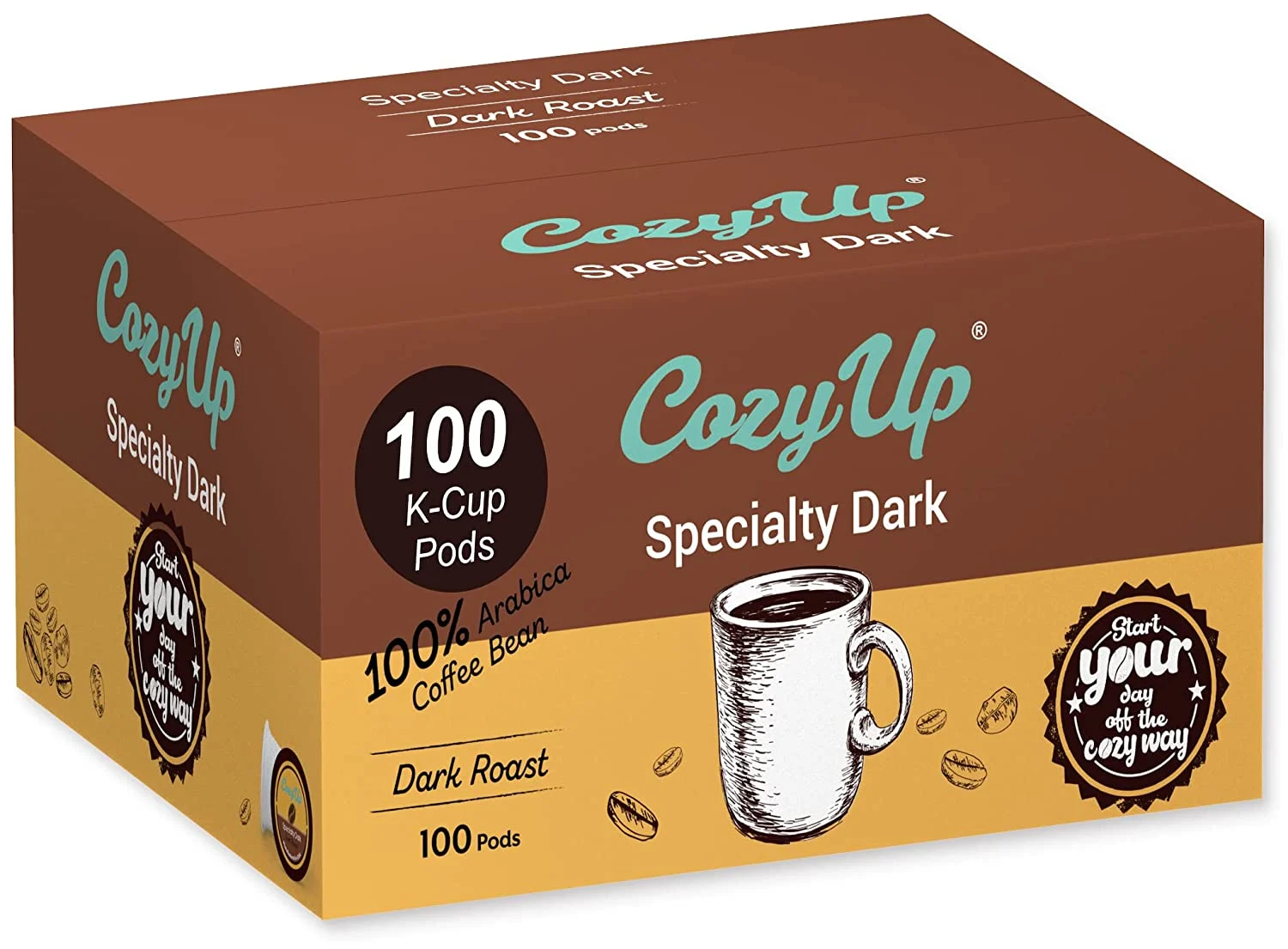 CozyUp Specialty Dark, Single-Serve Coffee Pods for Keurig K-Cup Brewers, Dark Roast Coffee, 100 Count