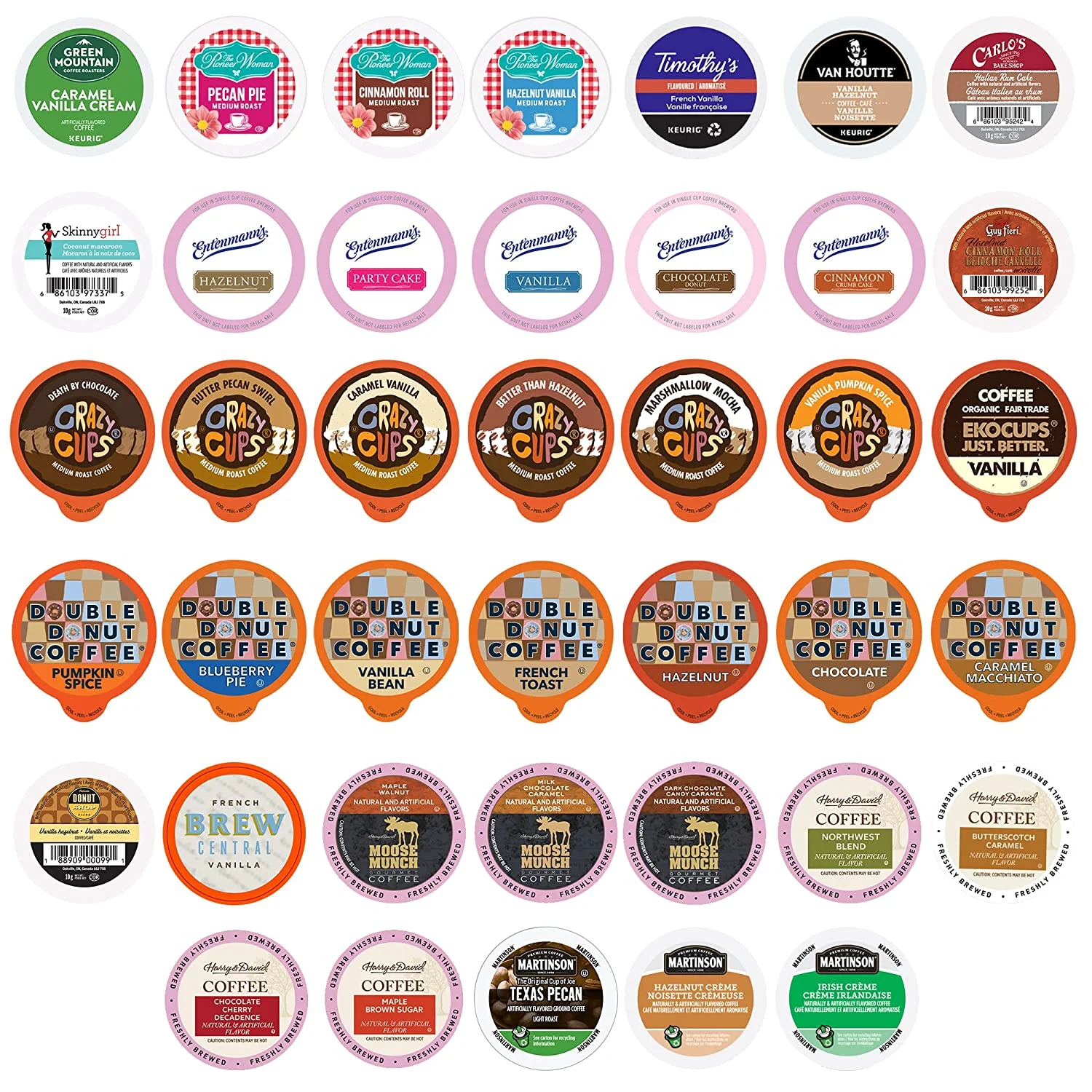 Crazy Cups Pod Variety Pack – Unique Flavors of Chocolate, Vanilla, Caramel, 40 Count