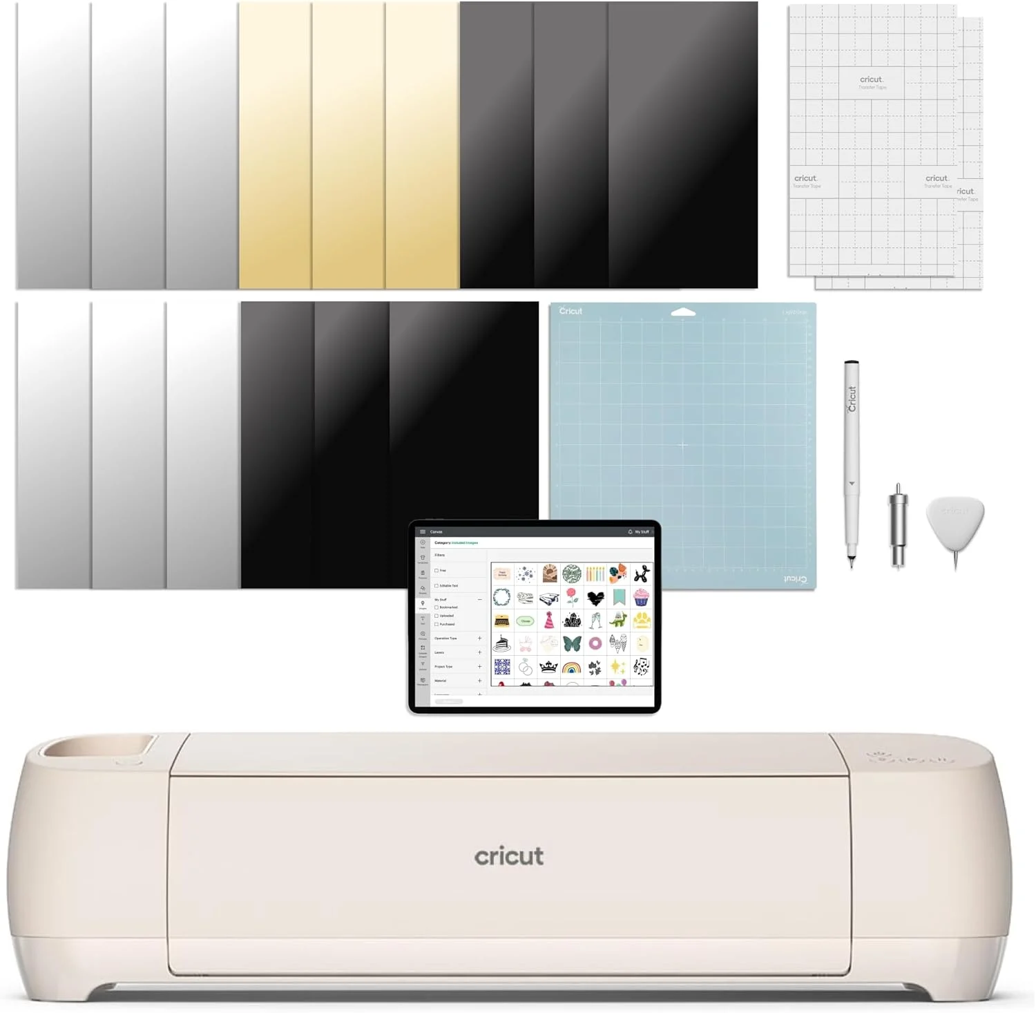 Cricut Explore 4 – Smart Cutting Machine (Seashell) | Digital Content Bundle – Includes Images in Design Space App