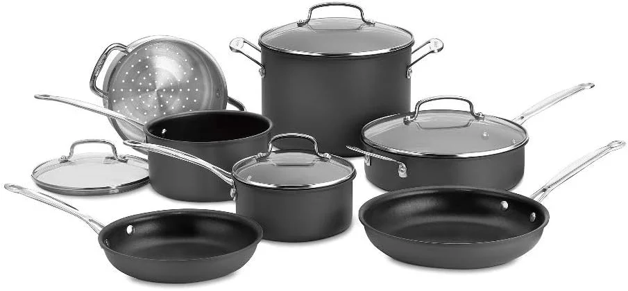 Cuisinart 11-Piece Cookware Set, Black, Chef’s Classic Nonstick Hard Anodized, 66-11