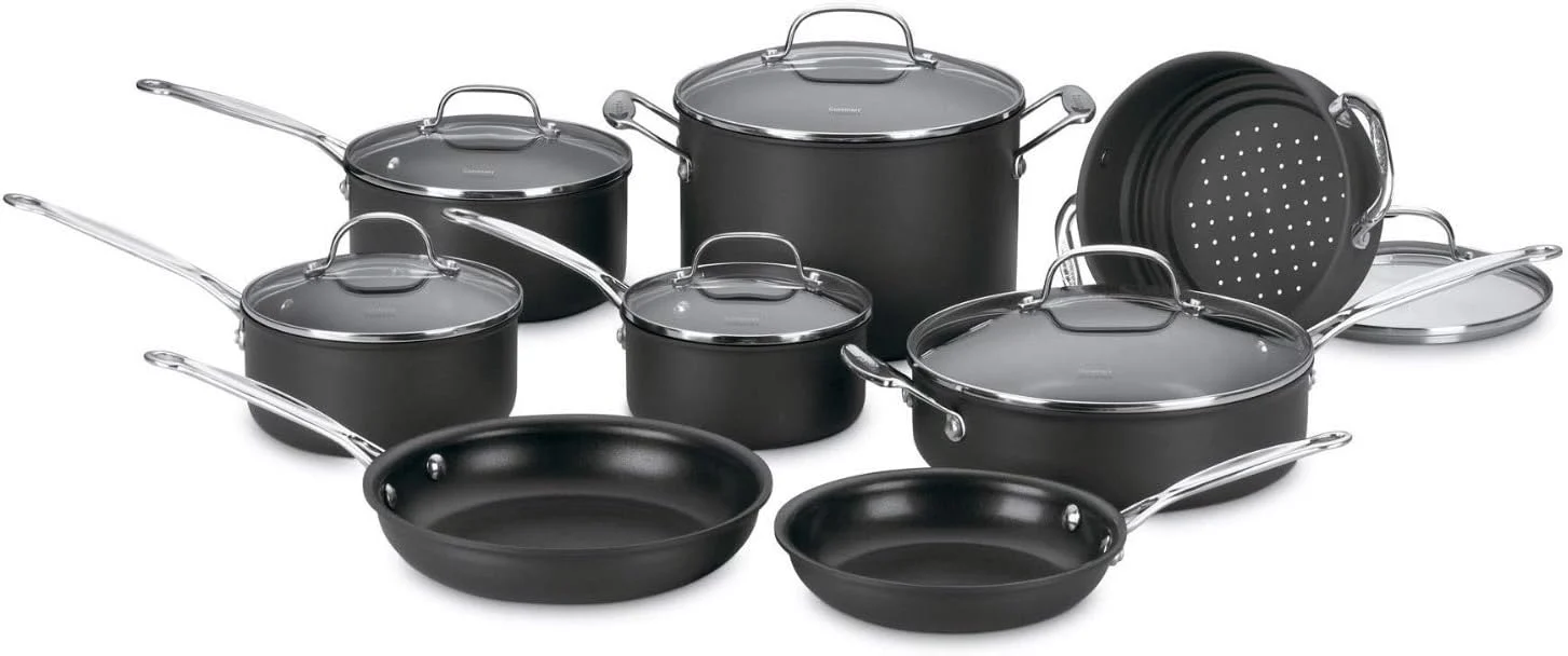 Cuisinart 66-14N 14-Piece Cookware Set, Chef’s Classic NonStick Hard Anodized, Gray