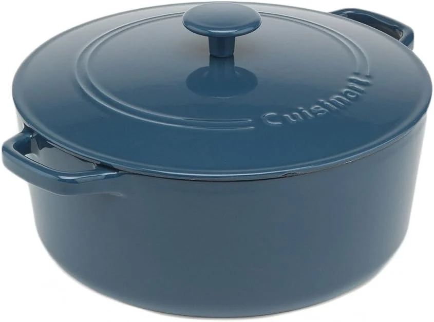 Cuisinart Chef’s Classic Enameled Cast Iron Round Covered Casserole (Provencial Blue, 7- Quart)