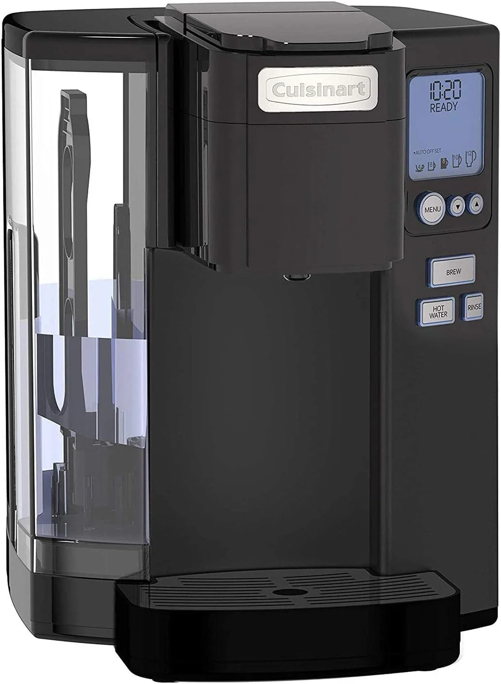 Cuisinart Coffee Maker, Single Serve 72-Ounce Reservoir Coffee Machine, Programmable Brewing & Hot Water Dispenser, Stainless Steel, Black