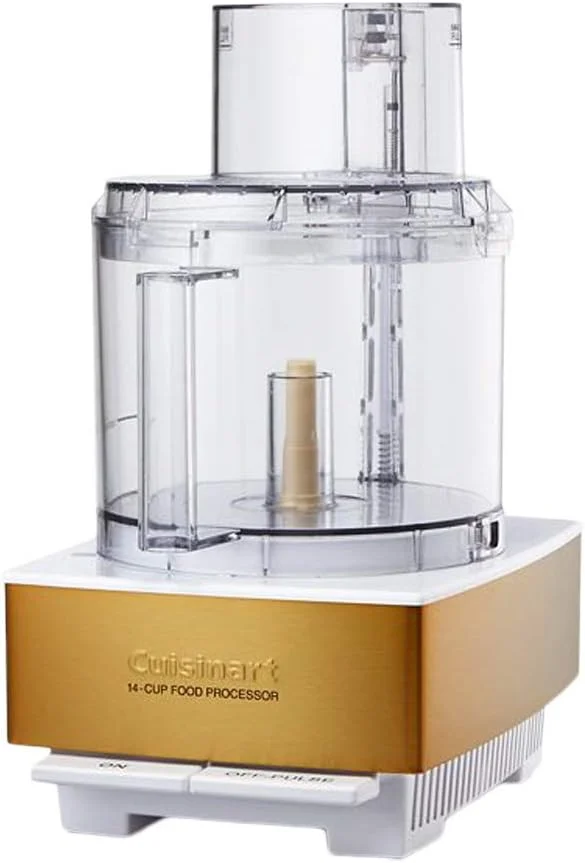 Cuisinart DFP-14WGY Food Processor 14-Cup Vegetable Chopper for Mincing, Dicing, Shredding, White/Gold Stainless Steel