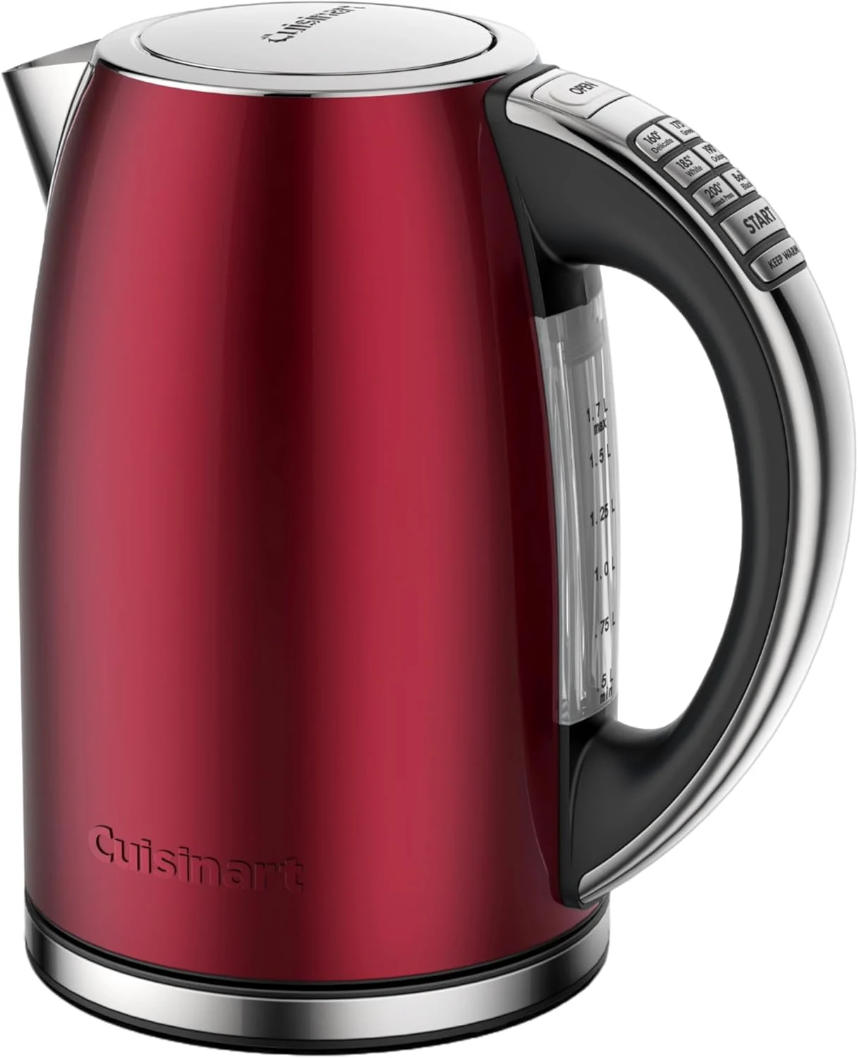Cuisinart JAD-17P1R PerfecTemp 1.7-Liter Electric Kettle, Cordless Electric Tea Kettle, 1500W for Fast Heat-Up, Red Stainless
