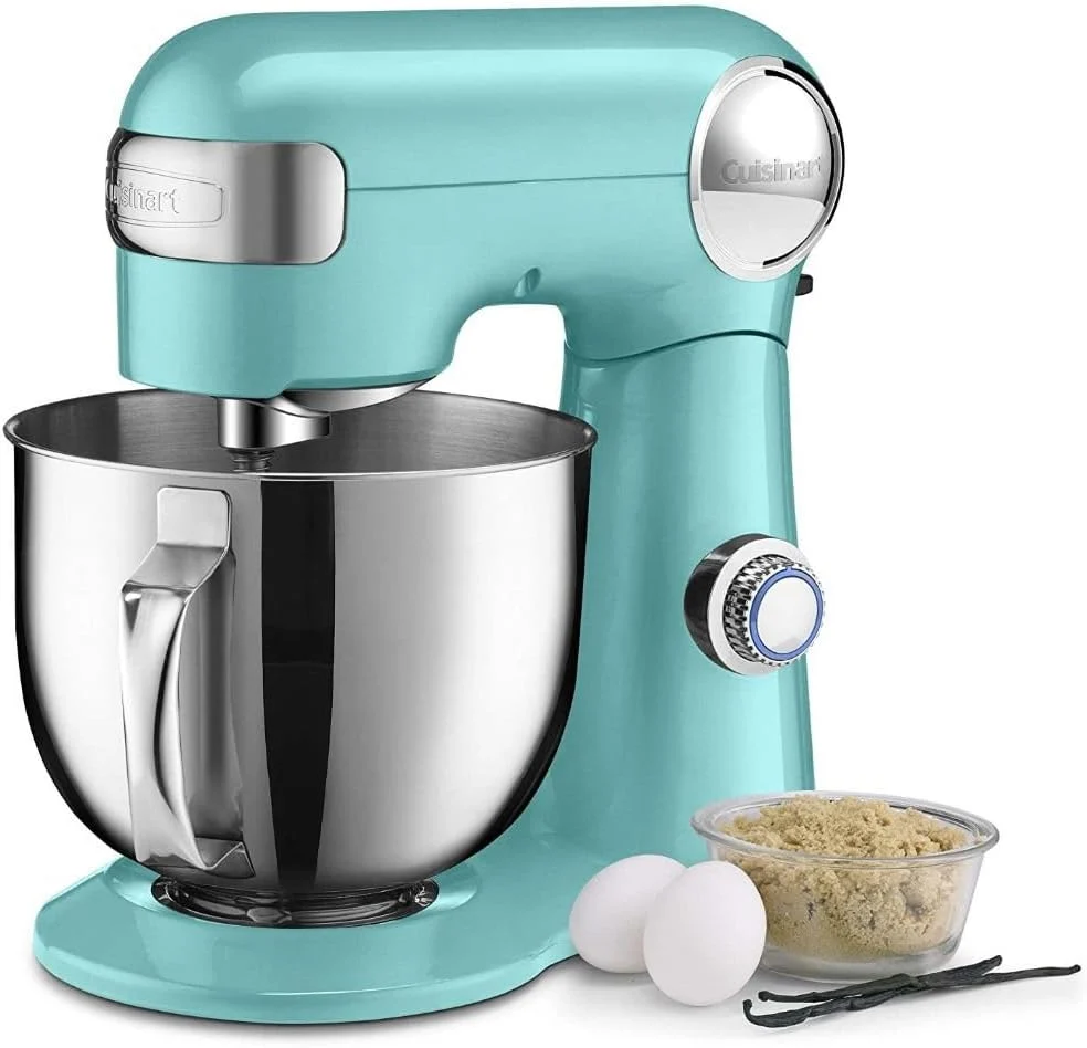 Cuisinart Stand Mixer, 12 Speed, 5.5 Quart Stainless Steel Bowl, Chef’s Whisk, Mixing Paddle, Dough Hook, Splash Guard w/ Pour Spout, Periwinkle Blue, SM-50TQNAS