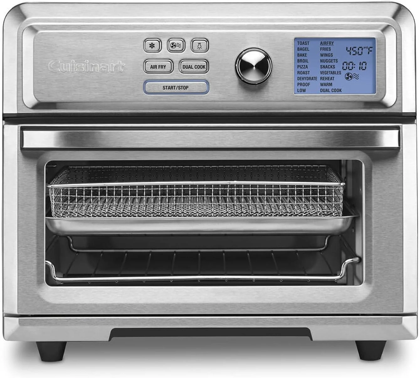 Cuisinart TOA-65 Air Fryer Toaster Oven, Digital Display, 1800 Watt Air Fryer Toaster Oven Combo, ,Silver