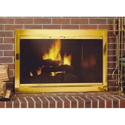 Custom Firescreen Plated Fireview Bi-Fold Glass Fireplace Doors
