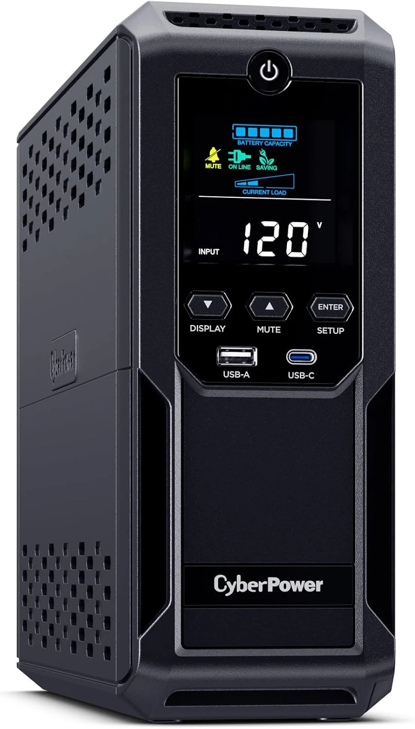 CyberPower BRG1500AVRLCD2 Intelligent LCD UPS Battery Backup and Surge Protector, 1500VA/900W, 12 Outlets 2 USB Ports, AVR, Mini-Tower, UL Certified, 5-Year Warranty