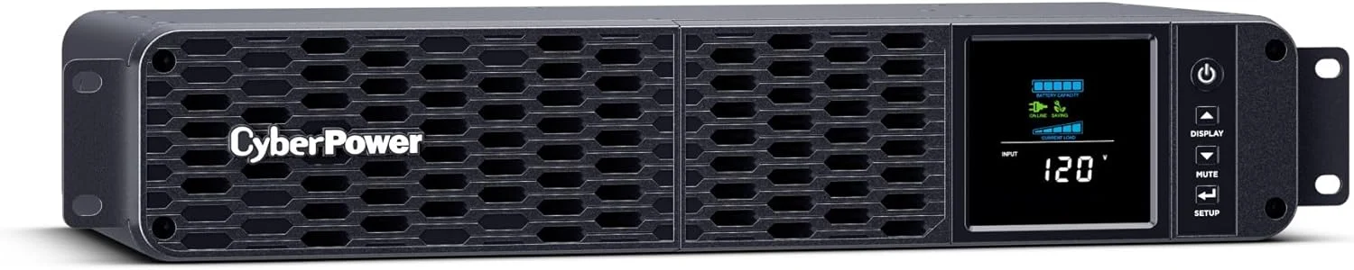 CyberPower CP1500PFCRM2U PFC Sinewave UPS Battery Backup and Surge Protector, 1500VA/1000W, 8 Outlets, AVR, Short Depth 2U Rackmount; UL Certified