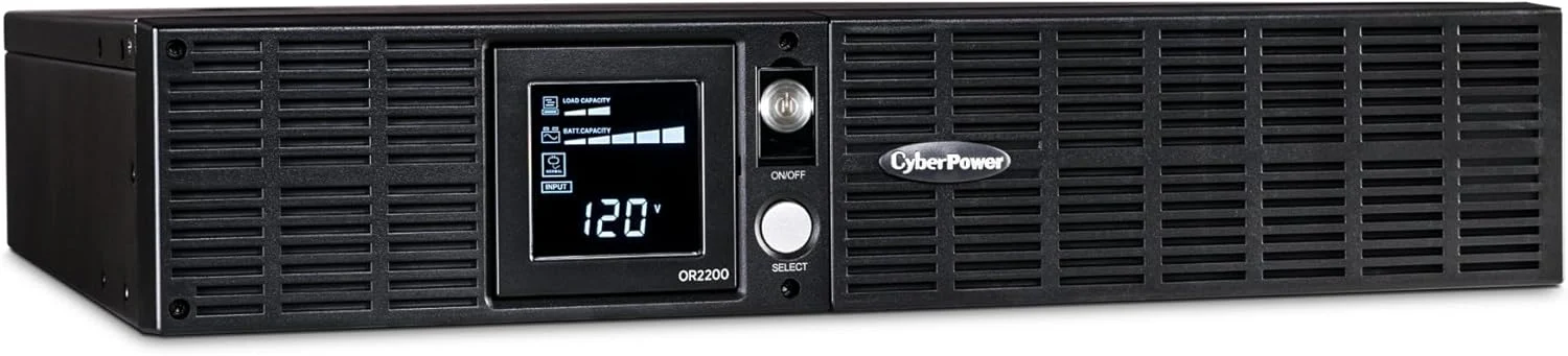 CyberPower OR2200LCDRT2U Smart App LCD UPS System, 2200VA/1320W, 8 Outlets, AVR, 2U Rack/Tower