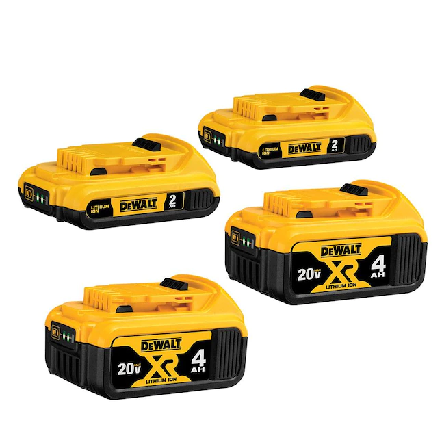DEWALT 20V MAX Battery, Lithium Ion, 4-Ah & 2-Ah, 4-Pack (DCB3244)