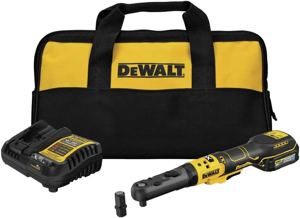 DEWALT 20V MAX XR Cordless Ratchet Set, 3/8″ and 1/2″ Sealed Head Ratchet, Battery and Charger Included (DCF510GE1)