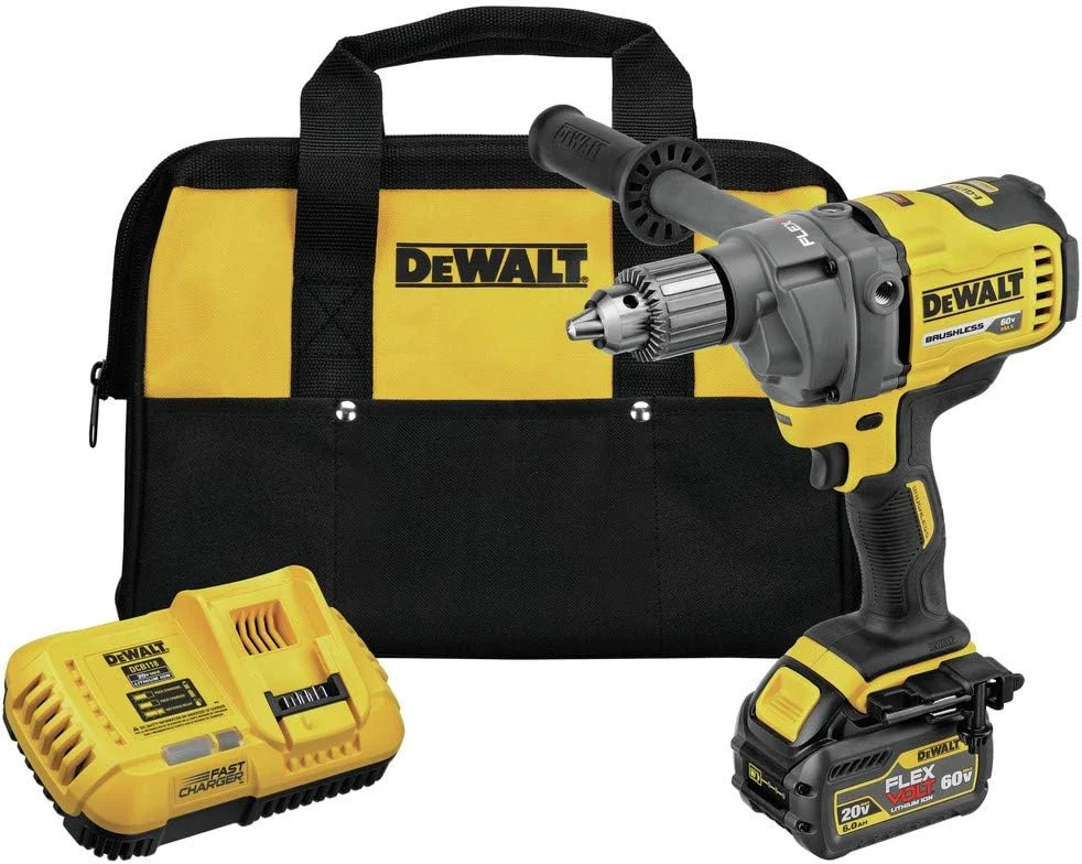 DEWALT DCD130T1 FLEXVOLT 60V MAX Cordless Brushless 1/2 in. Concrete Mud Mixer/Drill with E-Clutch and (1) FLEXVOLT 6.0Ah Battery