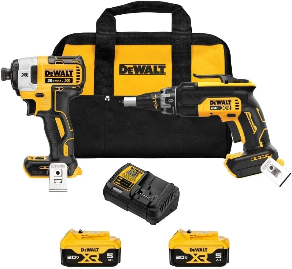 DEWALT DCK268P2 20V MAX Lithium-Ion Cordless Brushless Screwgun and Impact Combo Kit (2-Tool) with (2) 5.0Ah Batteries, Charger and Bag