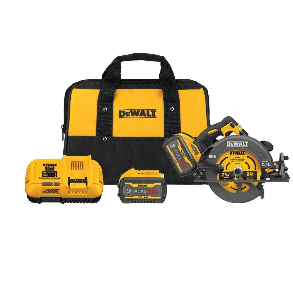DEWALT DCS578X2 FLEXVOLT 60V MAX Cordless Brushless 7-1/4 in. Circular Saw with Brake with (2) FLEXVOLT 9.0Ah Batteries
