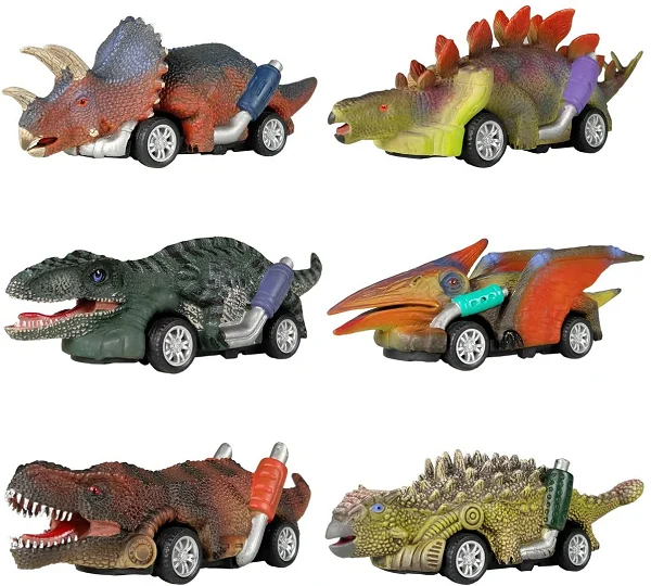 DINOBROS Dinosaur Toy Pull Back Cars, Pull Back Toy Cars, 6 Pack