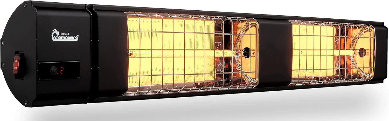 DR. INFRARED HEATER DR-239 3000W Indoor & Outdoor Infrared Patio Heater, Wall or Ceiling Mount, IP55 Weatherproof, Commercial or Residential, 220V-240V Electric Heater with Remote & Mounting Kit