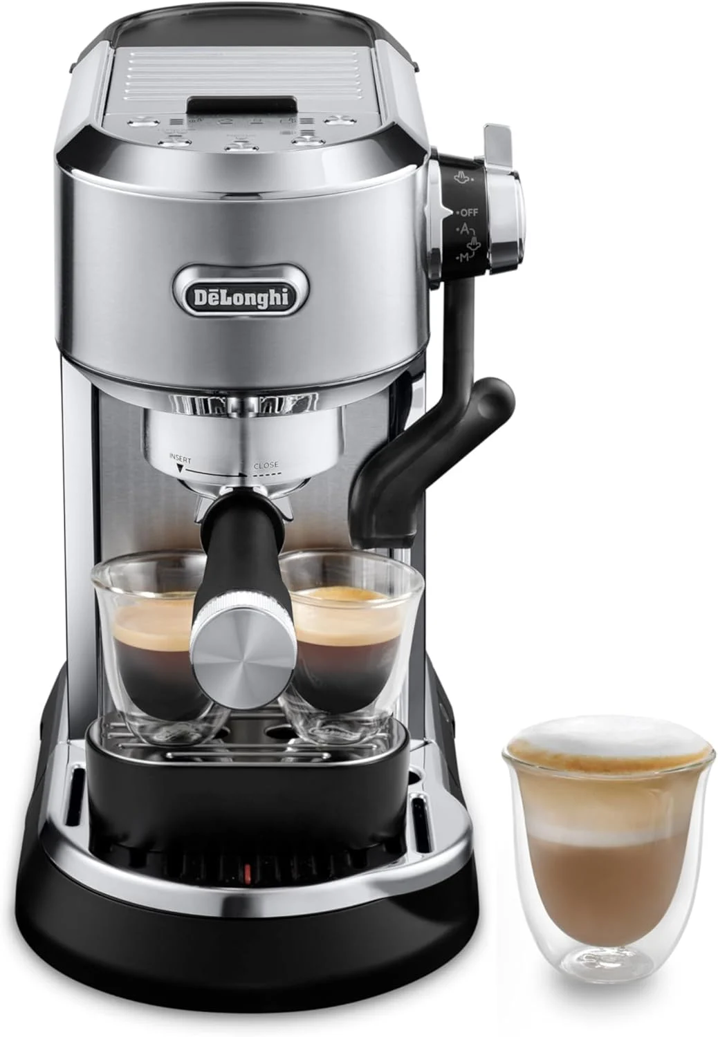 De’Longhi EC950M Dedica Maestro Plus Espresso Machine, Automatic Steam Wand, 3 Coffee Temp & Milk Foam Settings, 54oz Removable Tank