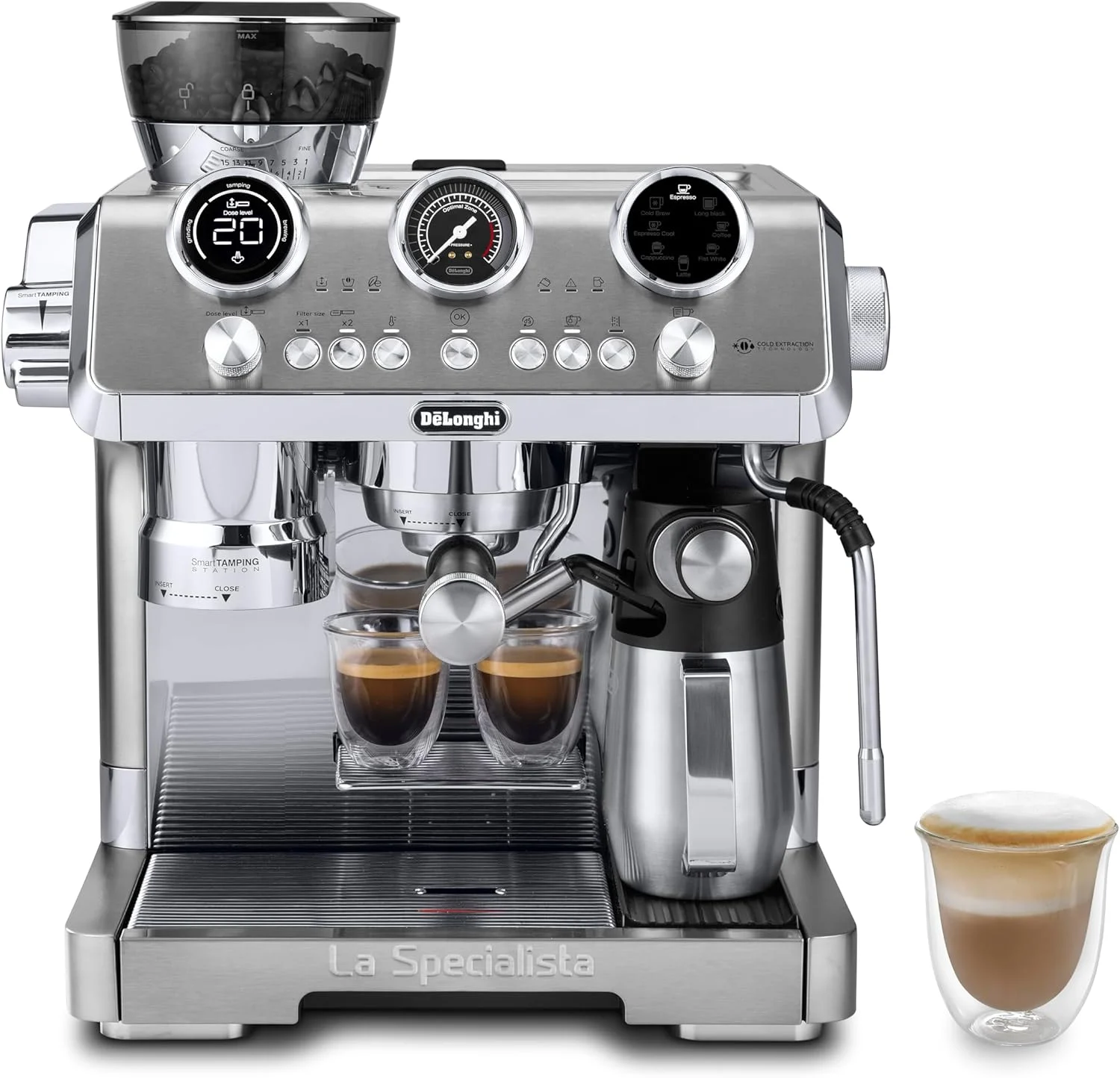 De’Longhi EC9885M La Specialista Maestro Espresso Machine with Grinder, Auto & Manual Milk Frother