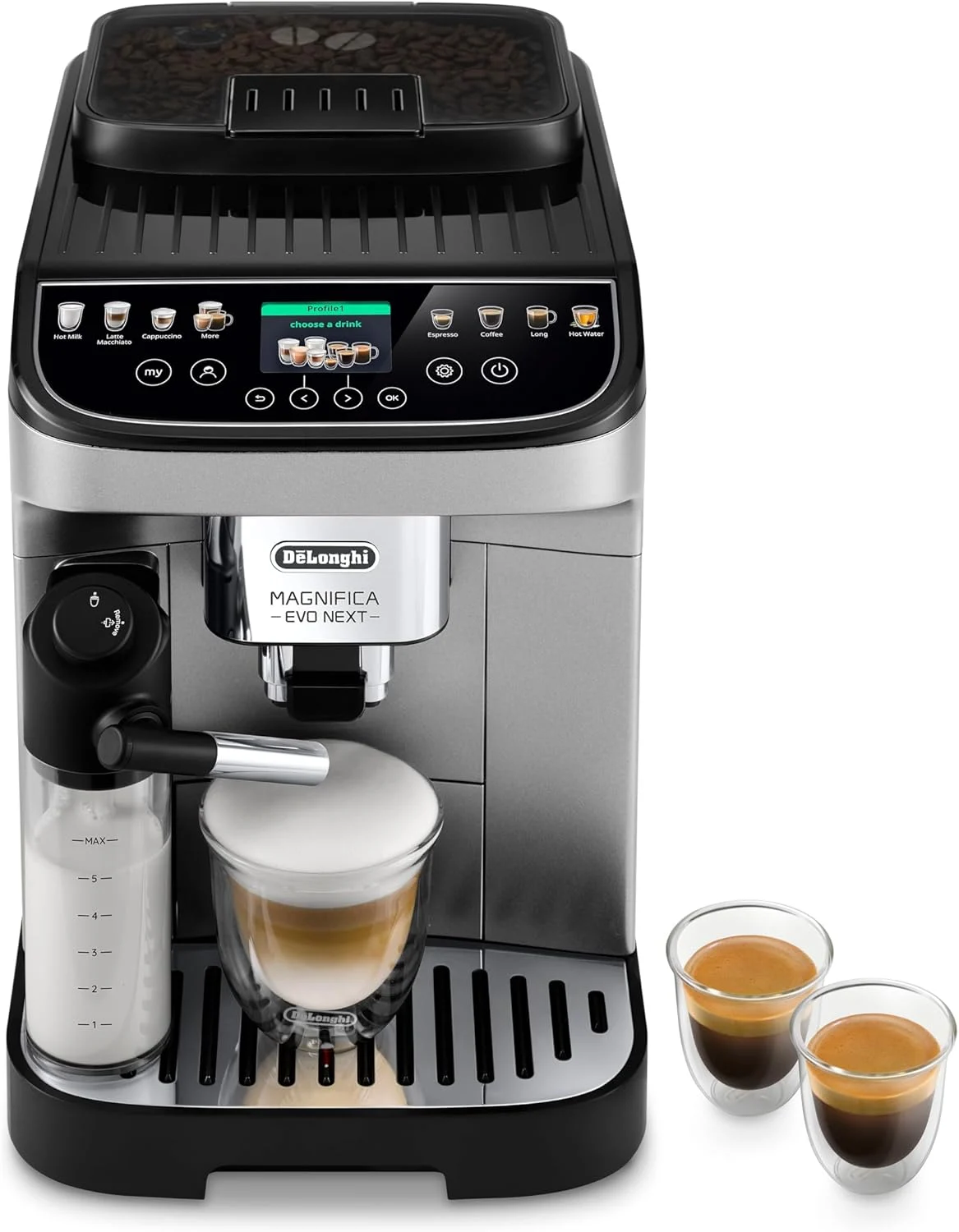 De’Longhi ECAM31080SB Magnifica Evo Next Fully Automatic Espresso Machine – Programmable Coffee Maker with Grinder and Milk Frother