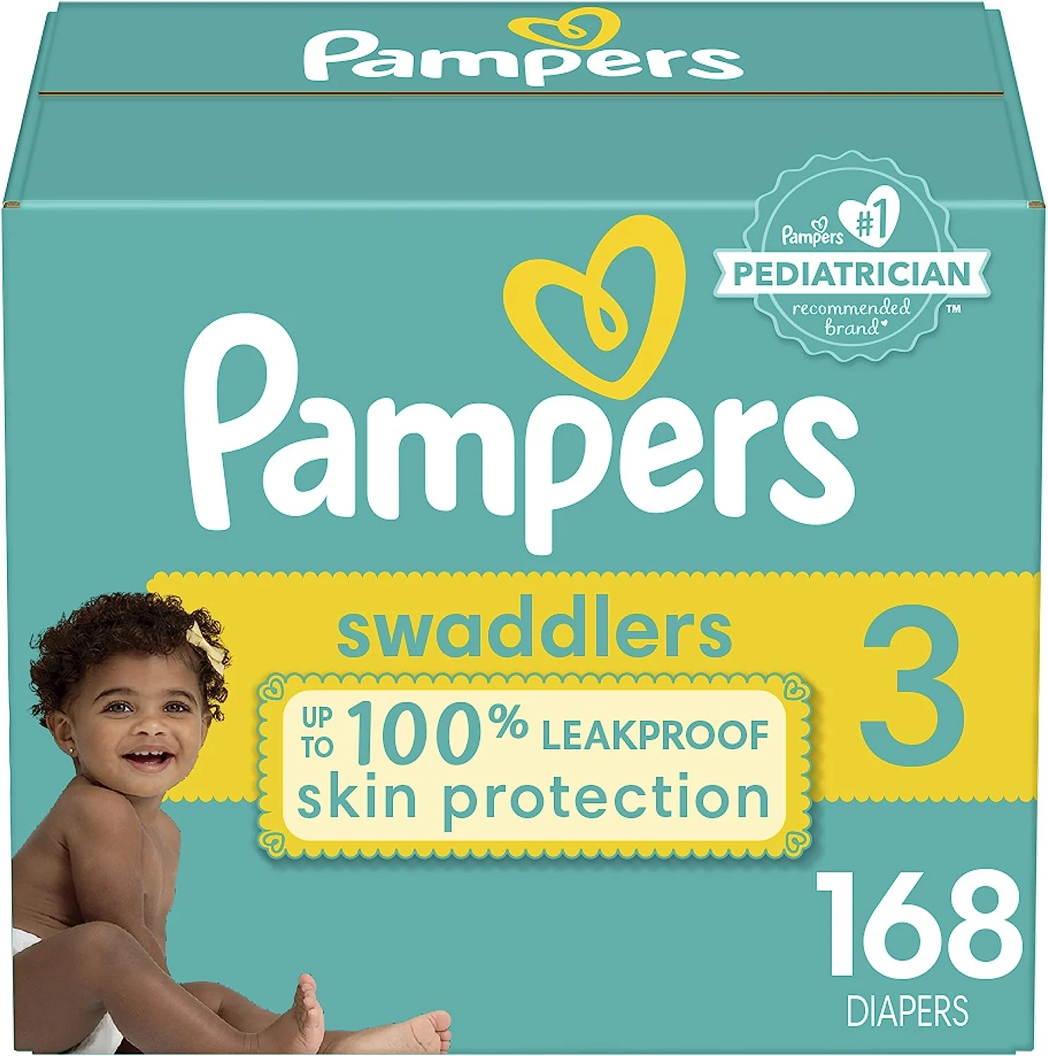 Diapers Size 3, 168 Count – Pampers Swaddlers Disposable Baby Diapers (Packaging & Prints May Vary)