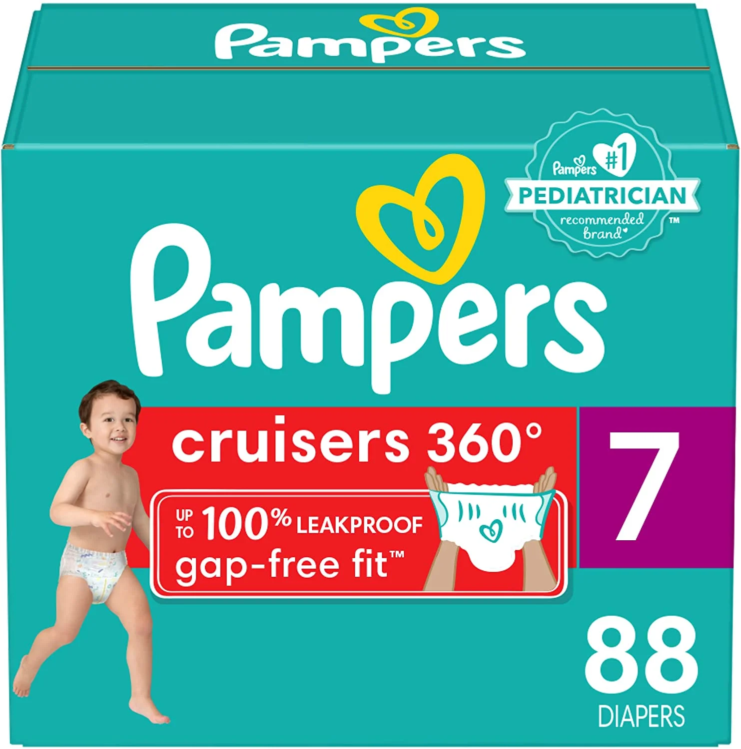 Diapers Size 7, 88 Count – Pampers Pull On Cruisers 360° Fit Disposable Baby Diapers with Stretchy Waistband