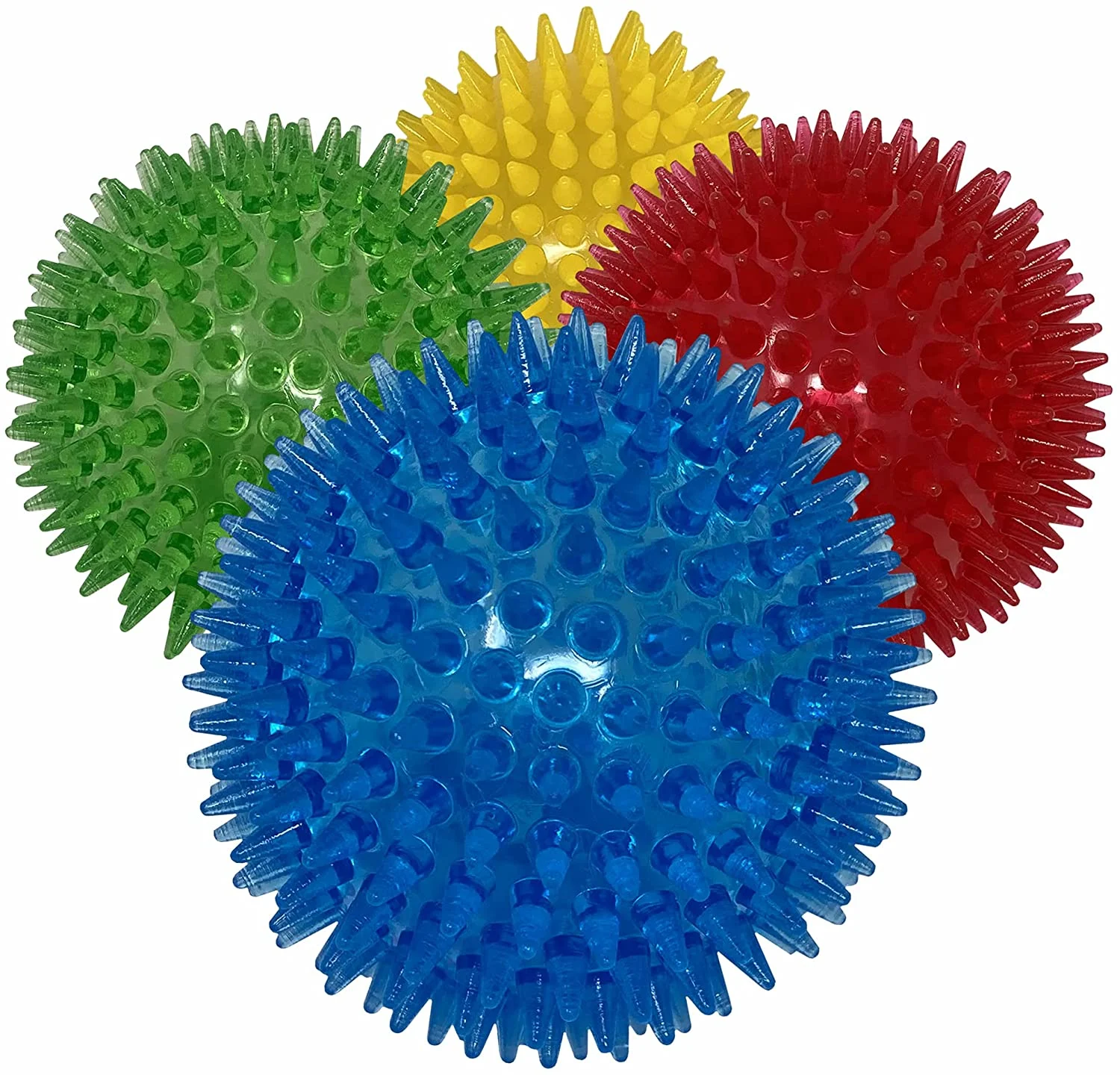 Dipperdap 4-Pack Squeaky Dog Toys 3.5” Spikey Dog Balls