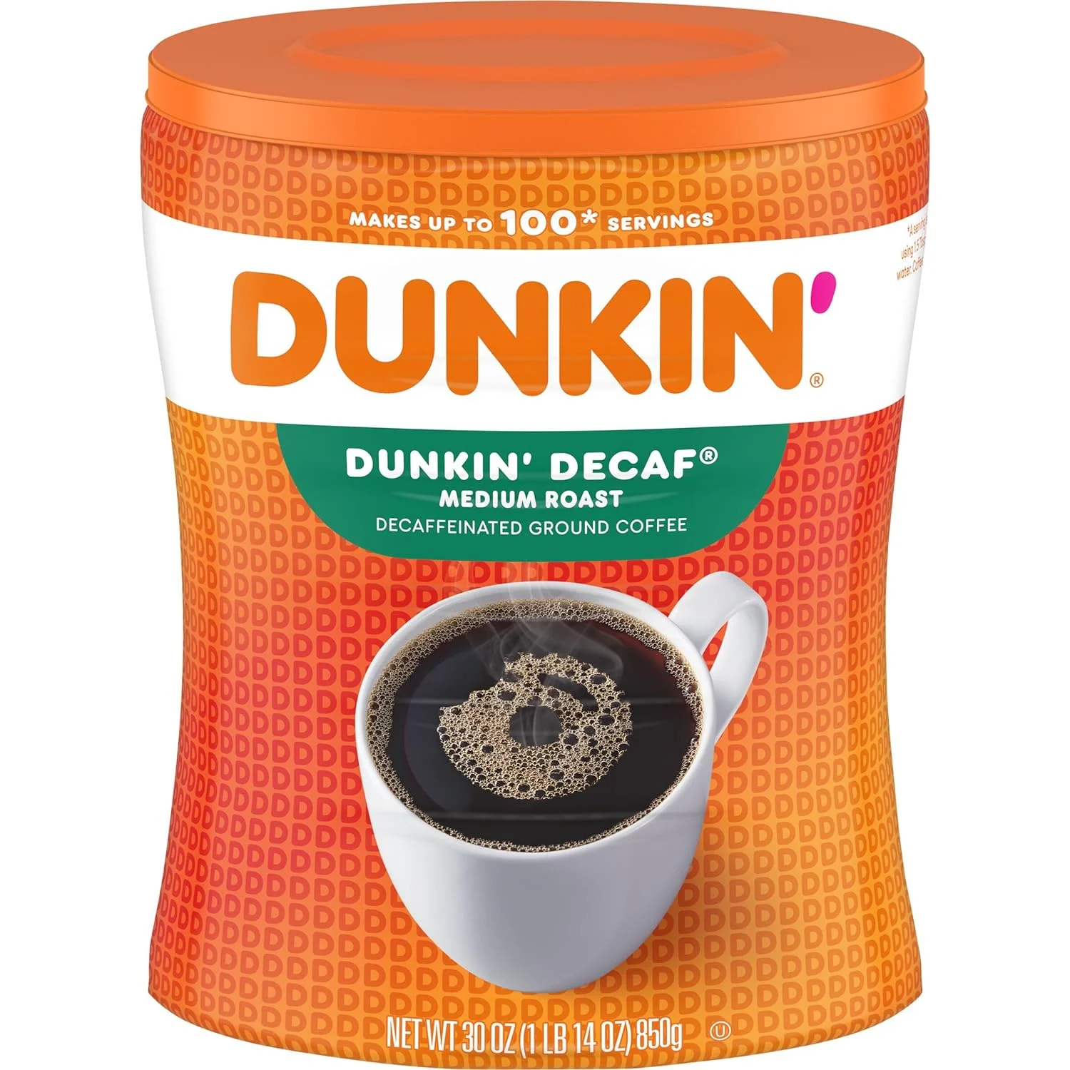 Dunkin’ Decaf Medium Roast Decaffeinated Ground Coffee, 30 Ounce (Pack of 4)