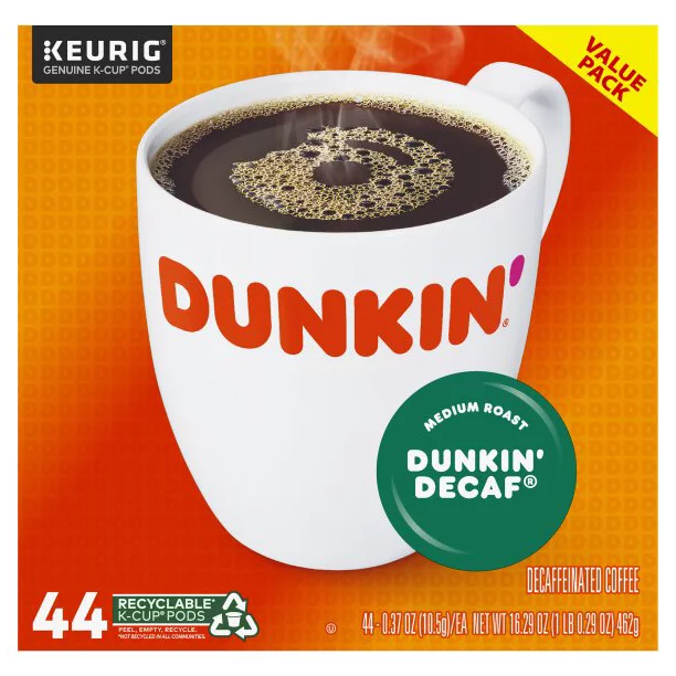 Dunkin’ Donuts Decaf Single-Serve K-Cup Pods Medium Roast Coffee 44 Count