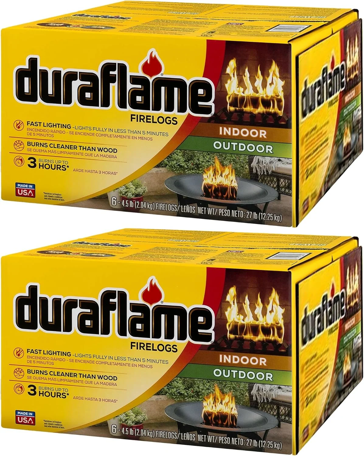 Duraflame 12-Pack Fire Logs for Indoor and Outdoor Use, 3-Hour Burn, 4.5 Lb Each – Firewood Starters and Accessories for BBQ, Camping, Stove, Pit and Chimney